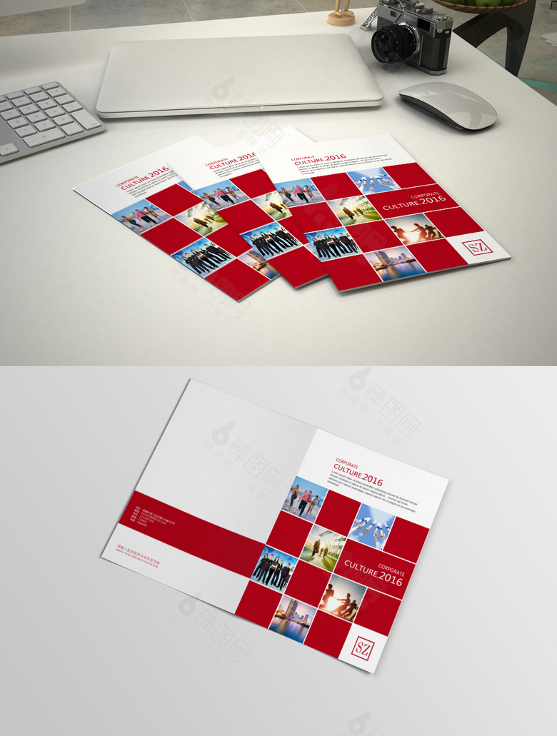 红色几何时尚画册封面设计