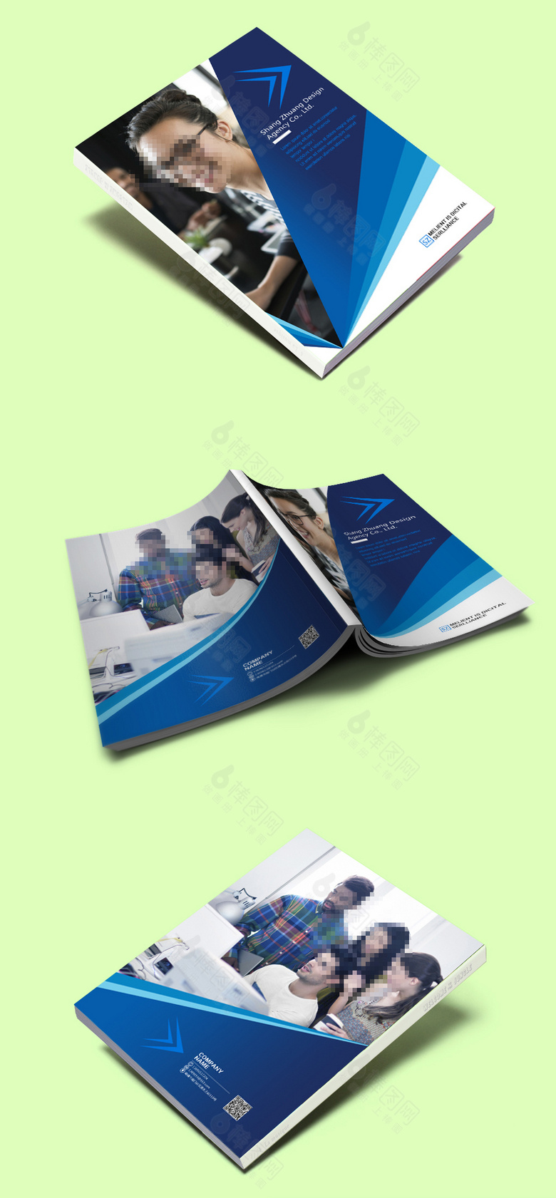 蓝色现代创意画册封面设计模板