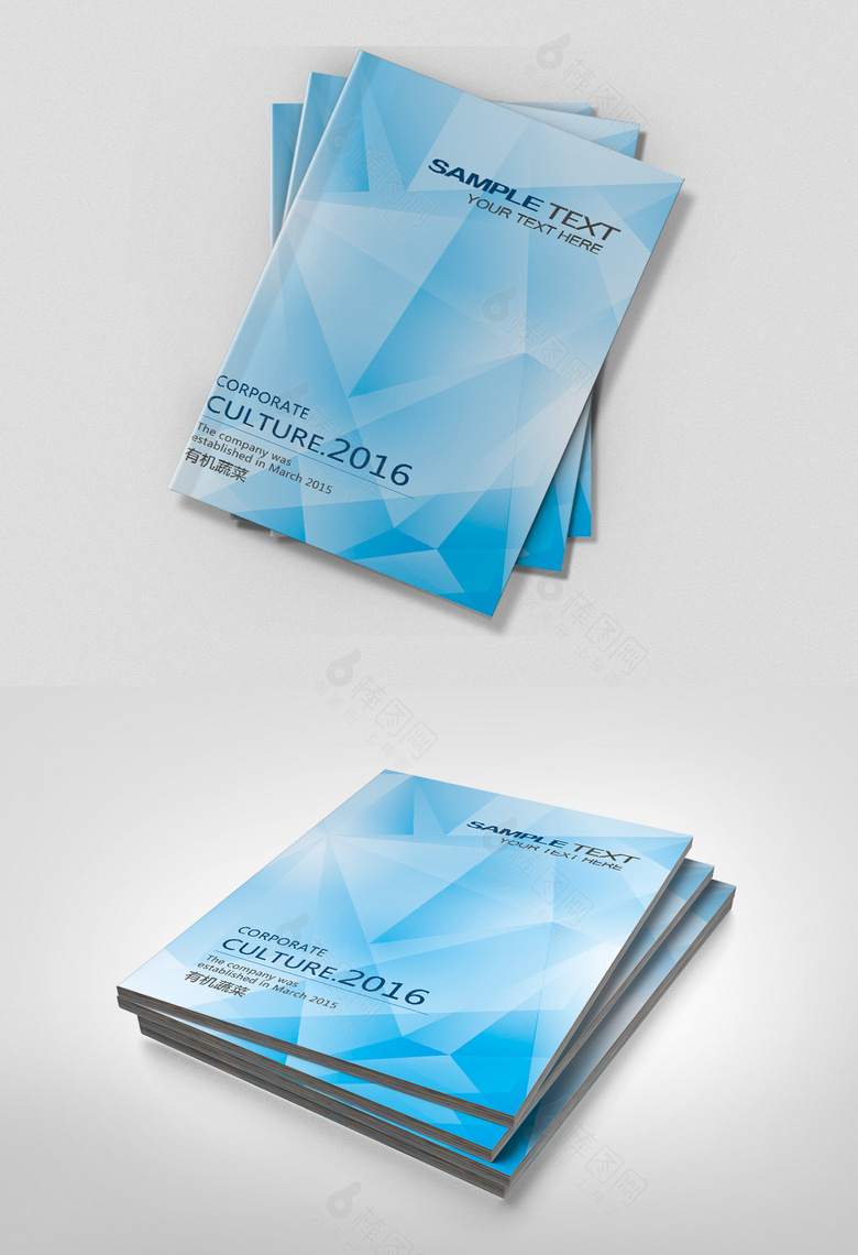 蓝色光感科技画册封面设计模板