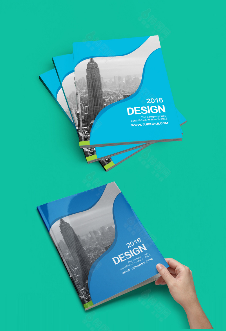 动感蓝色公司画册封面设计模板