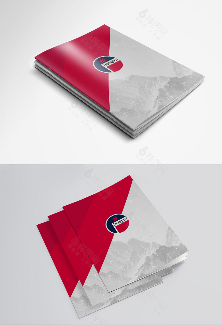红色几何大气企业画册封面设计