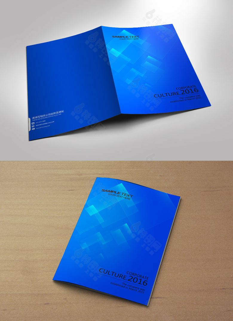 蓝色科技淡雅标书封面模板