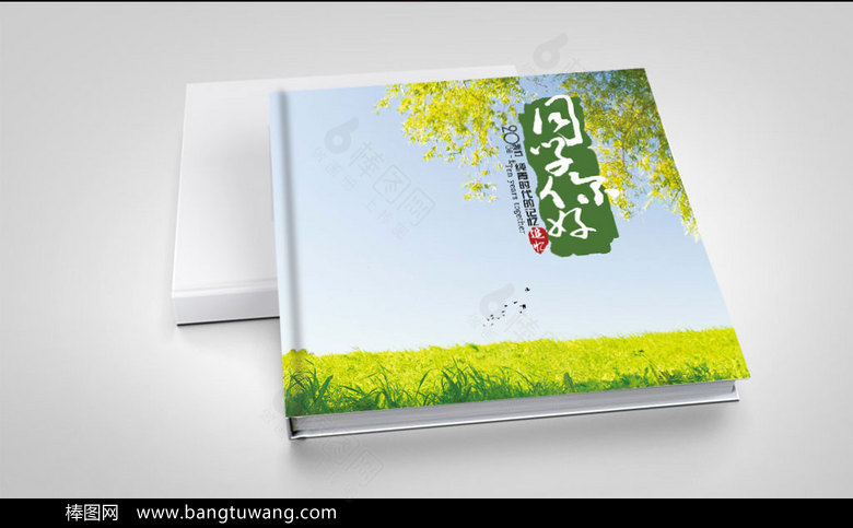 清新绿色青春纪念册同学录画册设计